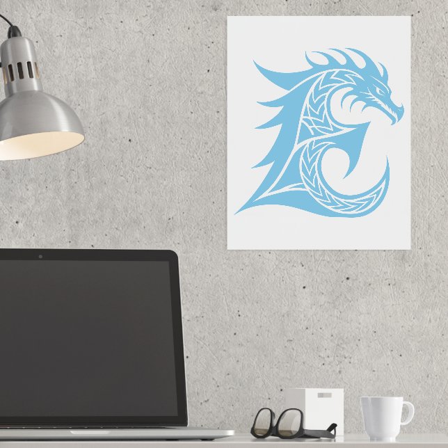 Dragon Styled Letter E, Dragon Alphabet, Monogramm Foliendrucke (In Situ (Schreibtisch))