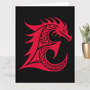 Dragon Styled Letter E, Dragon Alphabet, Monogramm Karte