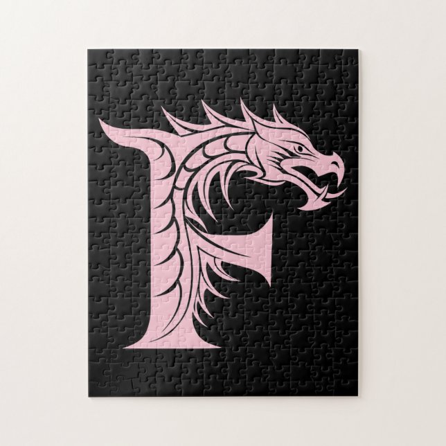 Dragon Styled Letter F, Dragon Alphabet, Monogram (Vertikal)