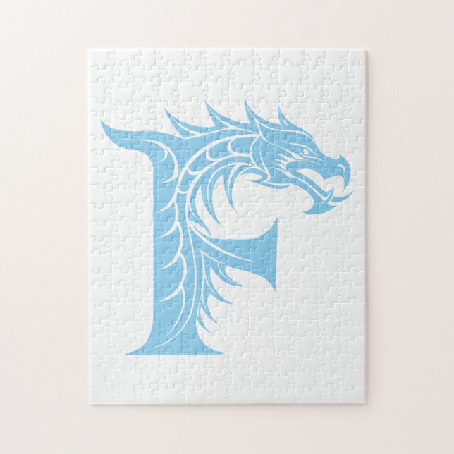 Dragon Styled Letter F, Dragon Alphabet, Monogram (Vertikal)