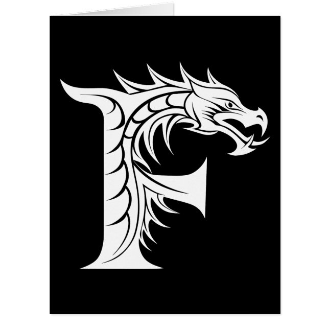 Dragon Styled Letter F, Dragon Alphabet, Monogramm (Vorderseite)