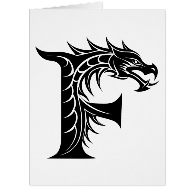 Dragon Styled Letter F, Dragon Alphabet, Monogramm (Vorderseite)