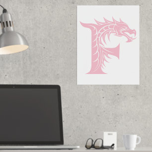 Dragon Styled Letter F, Dragon Alphabet, Monogramm Foliendrucke