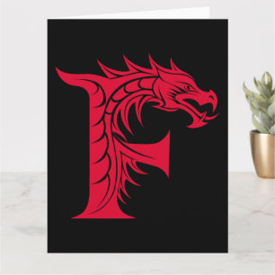 Dragon Styled Letter F, Dragon Alphabet, Monogramm Karte