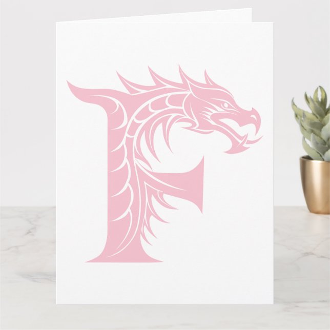 Dragon Styled Letter F, Dragon Alphabet, Monogramm Karte (Kleine Pflanze)