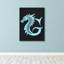 Dragon Styled Letter G, Dragon Alphabet, Monogram Leinwanddruck
