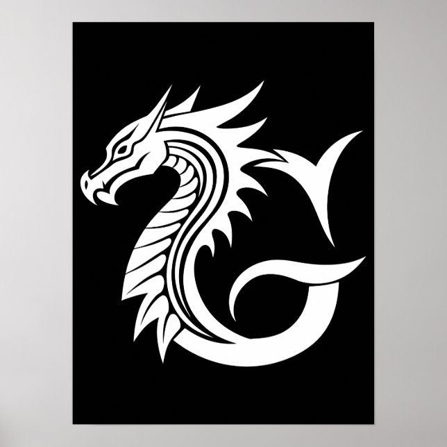 Dragon Styled Letter G, Dragon Alphabet, Monogram Poster (Vorne)