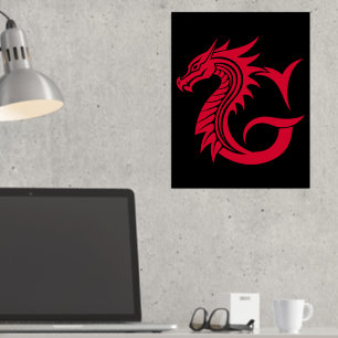 Dragon Styled Letter G, Dragon Alphabet, Monogramm Foliendrucke