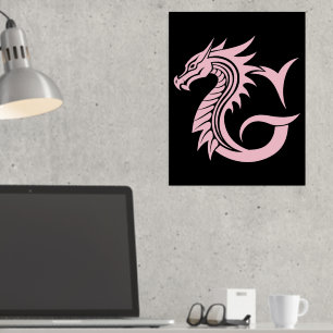 Dragon Styled Letter G, Dragon Alphabet, Monogramm Foliendrucke