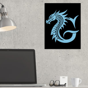Dragon Styled Letter G, Dragon Alphabet, Monogramm Foliendrucke