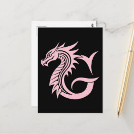 Dragon Styled Letter G, Dragon Alphabet, Monogramm Postkarte