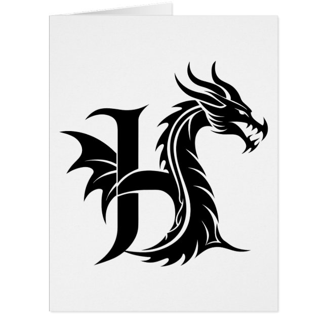 Dragon Styled Letter H, Dragon Alphabet, Monogramm (Vorderseite)