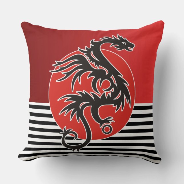 Dragon Sun Power - Schwarzweiß + Ihre Ideen Kissen (Vorderseite)