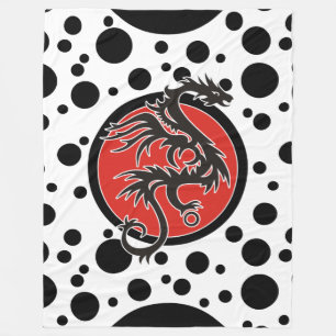 Dragon Sun - Schwarz-Weiß + Ihre Ideen Fleecedecke