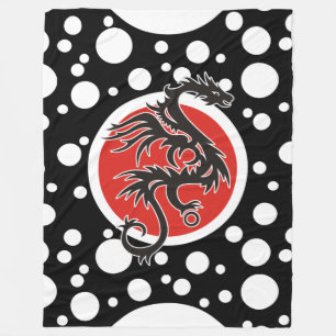 Dragon Sun - Schwarz-Weiß + Ihre Ideen Fleecedecke