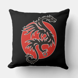 Dragon Sun - Schwarz-Weiß + Ihre Ideen Kissen