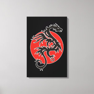Dragon Sun - Schwarz-Weiß + Ihre Ideen Leinwanddruck