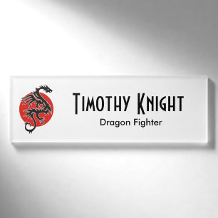 Dragon Sun - Schwarz-Weiß + Ihre Ideen Namenschild