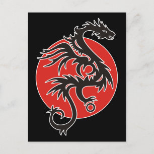 Dragon Sun - Schwarz-Weiß + Ihre Ideen Postkarte
