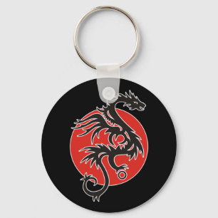 Dragon Sun - Schwarz-Weiß + Ihre Ideen Schlüsselanhänger
