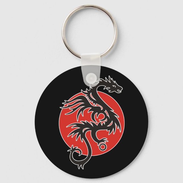 Dragon Sun - Schwarz-Weiß + Ihre Ideen Schlüsselanhänger (Vorderseite)