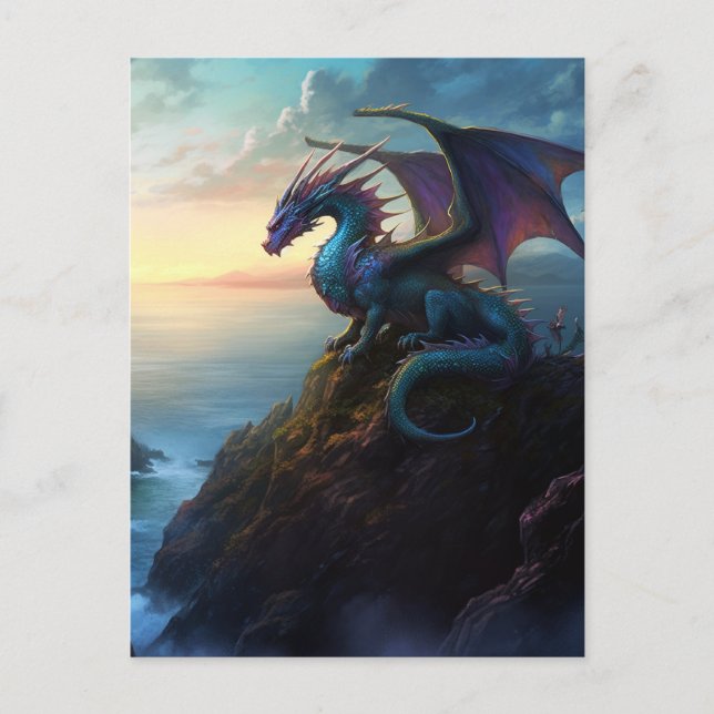 Dragon Sur Une Carte Postale D'Art Imaginaire Clif (Devant)