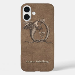 Dragon Symbol Imitats Leather mit Name iPhone 16 Plus Hülle