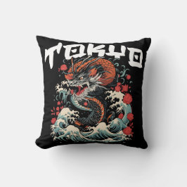 Dragon tanzt japanische Retro Seascape Kissen