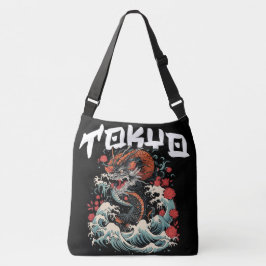 Dragon tanzt japanische Retro Seascape Tragetaschen Mit Langen Trägern