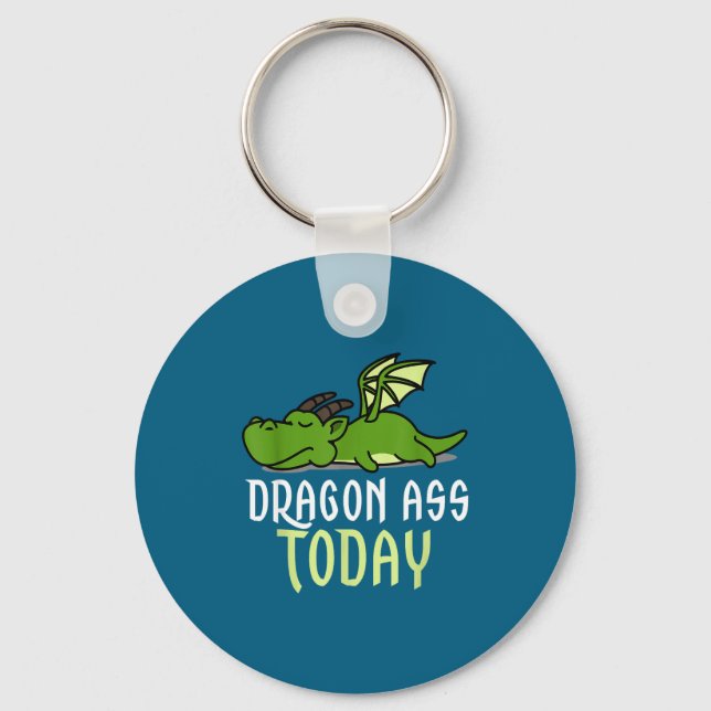 Dragon Today _ Dragging _ Lazy _ Funny Novelty _ G Schlüsselanhänger (Vorderseite)