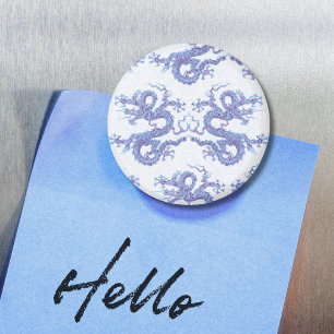 Dragon Tourbillonnant en Bleu et Violet Magnet