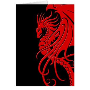Dragon tribal de vol - rouge sur le noir