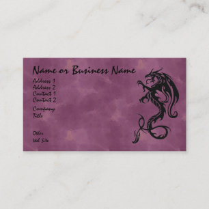 Dragon tribal noir sur Carte de visite rouge