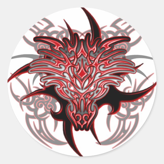 Dragon Tribal Runder Aufkleber (Vorderseite)