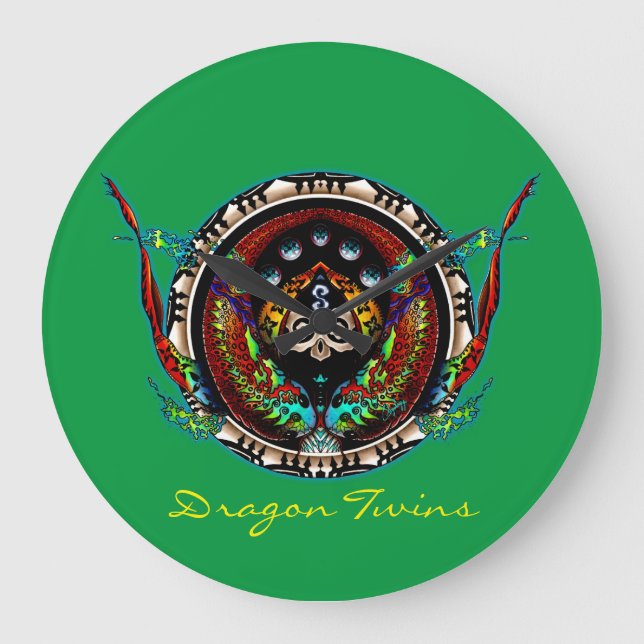 Dragon Twins Große Wanduhr (Vorderseite)