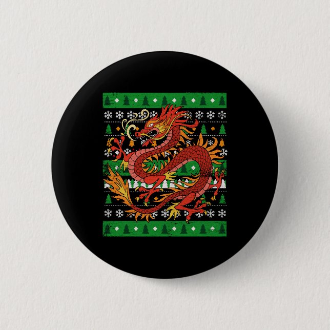 Dragon Ugly Christmas Button (Vorderseite)