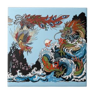 Dragon und Feng Huang. Illustration durch Insima Fliese