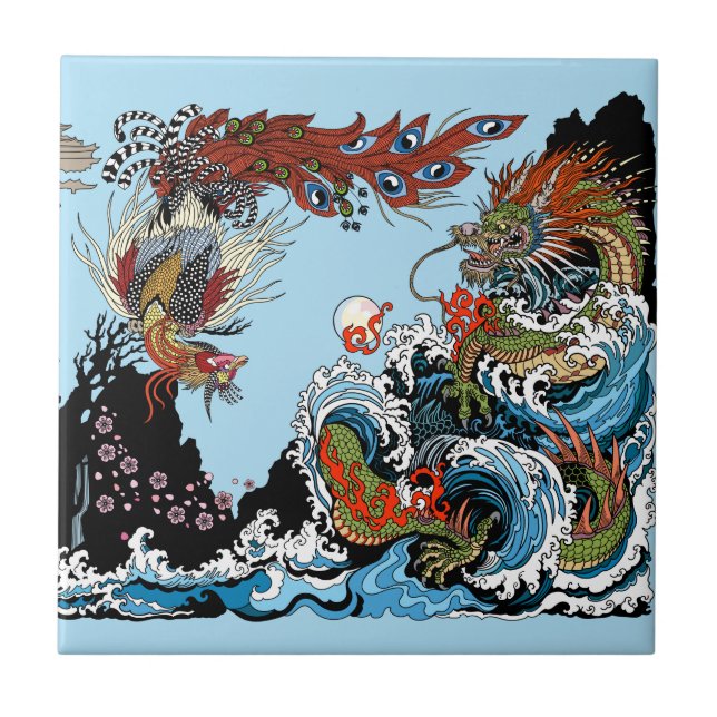 Dragon und Feng Huang. Illustration durch Insima Fliese (Vorderseite)