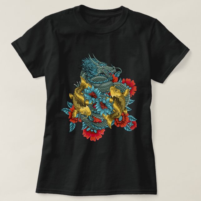 Dragon und Kois T-Shirt (Design vorne)