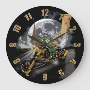 Dragon und Moon Fantasy Artwork Große Wanduhr