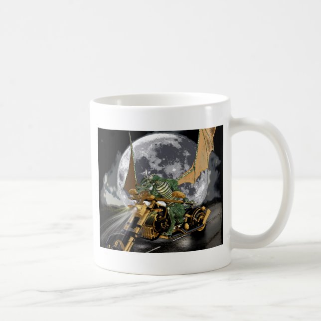 Dragon und Moon Fantasy Artwork Kaffeetasse (Rechts)