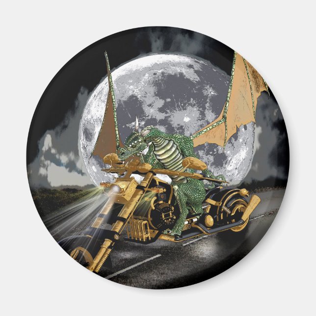 Dragon und Moon Fantasy Artwork Magnet (Vorne)