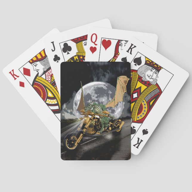 Dragon und Moon Fantasy Artwork Spielkarten (Rückseite)