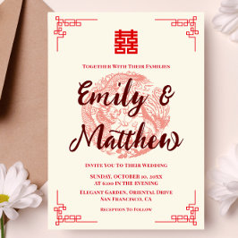 Dragon und Phoenix Rote chinesische Hochzeit Einla Einladung