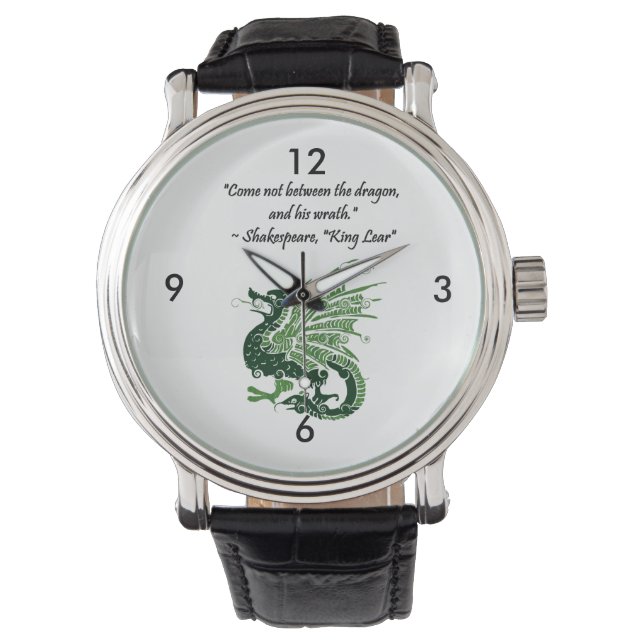 Dragon und Seiner Zorn Shakespeare King Lear Carto Armbanduhr (Vorderseite)