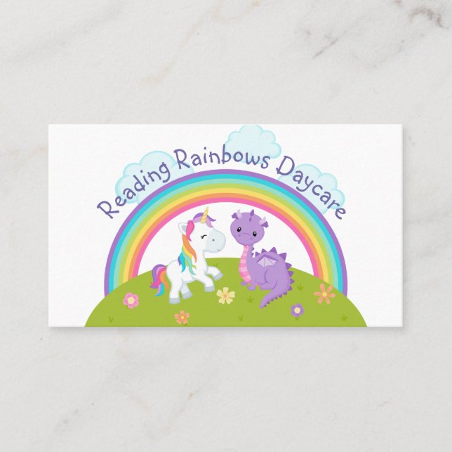 Dragon und Unicorn unter Regenbogen Visitenkarte (Vorderseite)