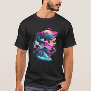 Dragon Vaporwave Abstrakte Landschaft Monument Bäu T-Shirt