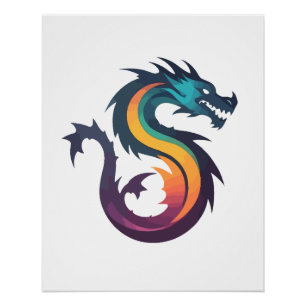 Dragon Vector Art Animal Modern Urban City Grafik Poster