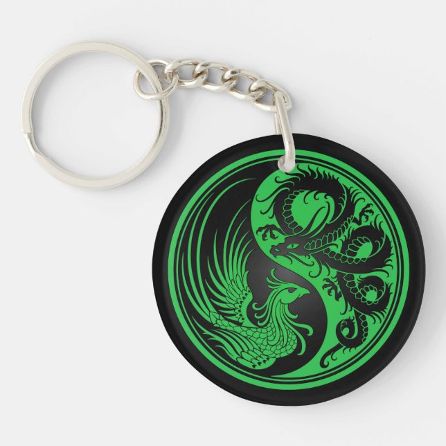 Dragon vert et noir Phoenix Yin Yang (Devant)