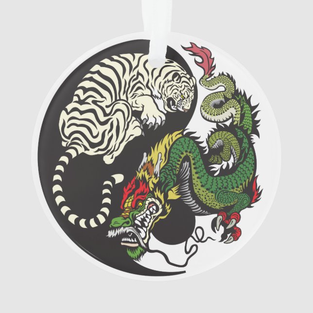 dragon vert et symbole blanc de yang de yin de (dos)